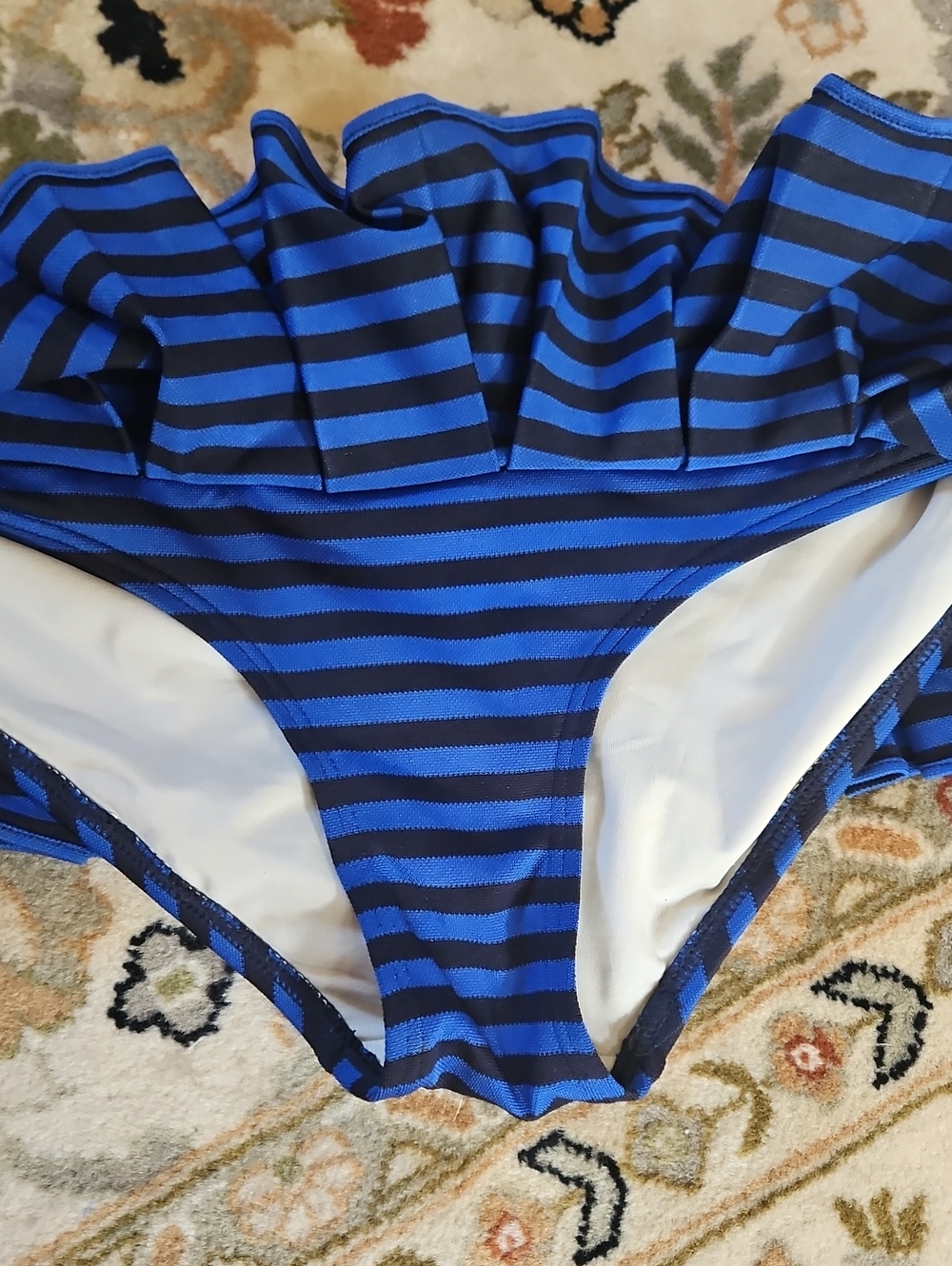 Juicy Couture Navy and White Striped  Bikini Swim with Gold Logo Buttons - Picture 6 of 8